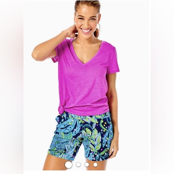 Lilly Pulitzer Shorts Women's Small Low Tide Navy Catty Puursonality Jayne Knit - Picture 9 of 10
